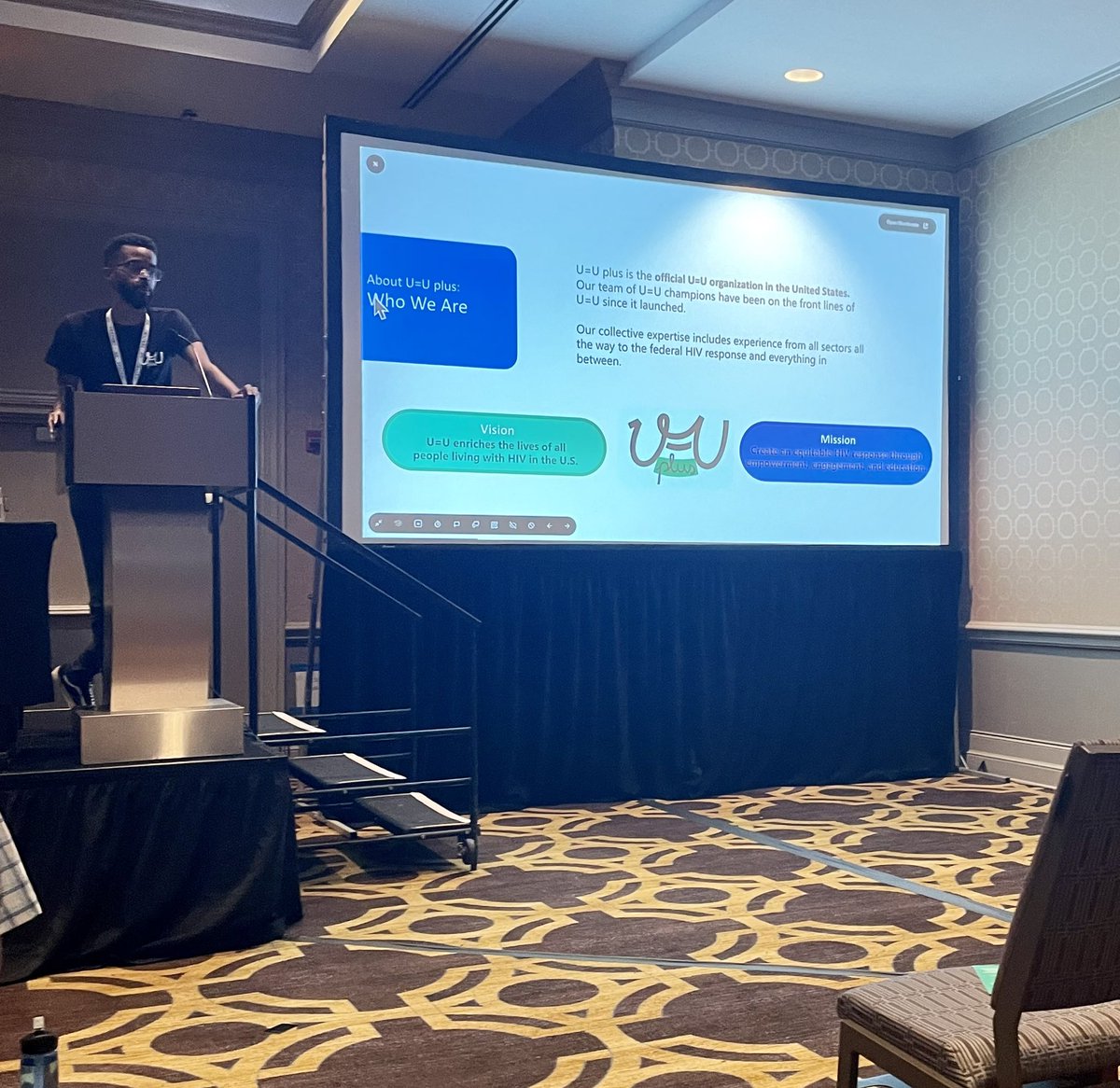 krishensamuel's tweet photo. Great to see Bryan Tyler Orr of @UequalsUplus introducing what we do to the #STDEngage conference.
People living with HIV with an undetectable viral cannot transmit HIV through sex.
#UequalsU https://t.co/fVWXxaCrbN