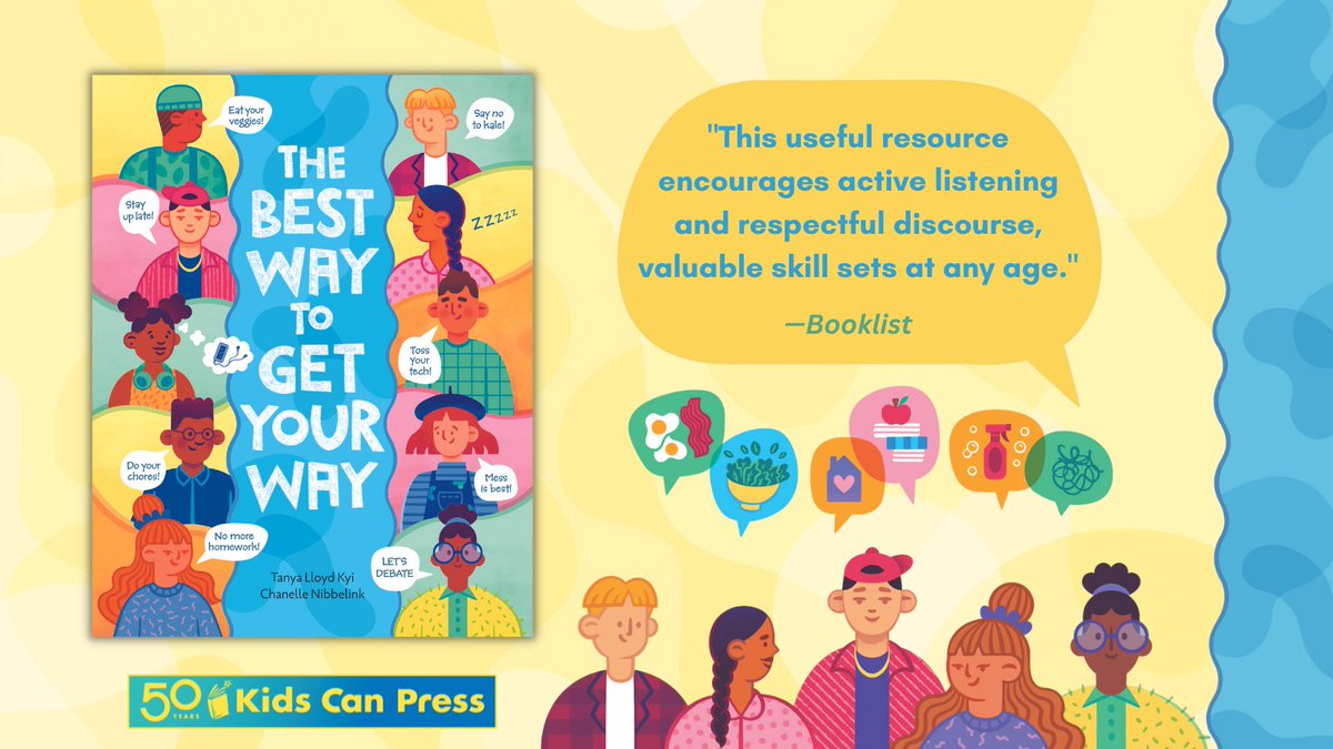 KidsCanPress's tweet photo. Praise for THE BEST WAY TO GET YOUR WAY, written by @tanyakyi, illustrated by Chanelle Nibbelink and available now! This engaging introduction to debating skills teaches kids how to take a stand – and win! https://t.co/s7jDWwq7sp https://t.co/fInfmFKjxG