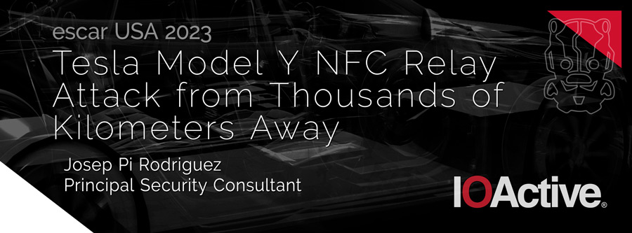 IOActive's tweet photo. Josep Pi Rodriguez, #IOActive Principal Security Consultant, will be presenting "Tesla Model Y NFC relay: Attack from thousands of kilometers away" at escar USA 2023 Wednesday, June 21st, 1:50 – 2:35pm ET.
https://t.co/7lkHqXrNSg https://t.co/xS1BG6PHBd