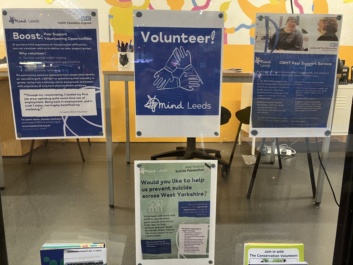 Volunteer Centre Leeds (@volunteerleeds) on Twitter photo Our amazing team of volunteers have been at it again making a lovely display, this time for #MentalHealthAwarenessWeek 💚
Shouting out the incredible:
🔵 <a href="/LeedsMind/">Leeds Mind</a>
🟢 <a href="/SamaritansLeeds/">Samaritans Leeds</a>
🟡 <a href="/Touchstone_Spt/">Touchstone</a>
🟠 <a href="/LiveWellLeeds/">LiveWellLeeds 💙</a>
🟣 @MarketPlaceLds
🔵 <a href="/Engage_Leeds/">Engage Leeds</a>
Please share ❤️ Our amazing team of volunteers have been at it again making a lovely display, this time for #MentalHealthAwarenessWeek 💚
Shouting out the incredible:
🔵 <a href="/LeedsMind/">Leeds Mind</a>
🟢 <a href="/SamaritansLeeds/">Samaritans Leeds</a>
🟡 <a href="/Touchstone_Spt/">Touchstone</a>
🟠 <a href="/LiveWellLeeds/">LiveWellLeeds 💙</a>
🟣 @MarketPlaceLds
🔵 <a href="/Engage_Leeds/">Engage Leeds</a>
Please share ❤️