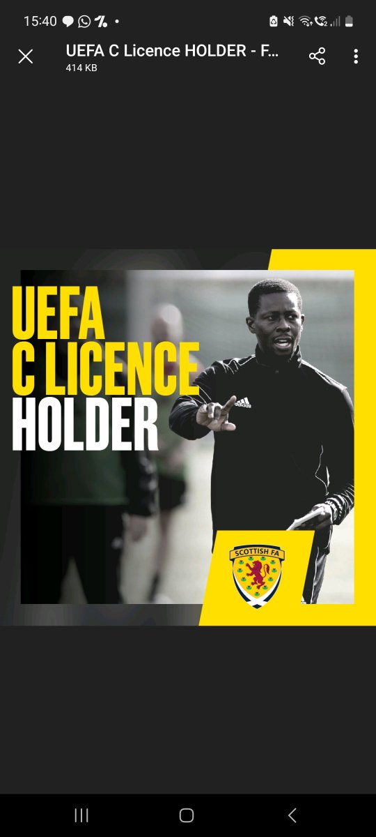 Delighted with the news that I passed the UEFA C licence today. Thanks to all the tutors at the SFA and fellow coaches who helped me along the way #ScottishFACoachEd.