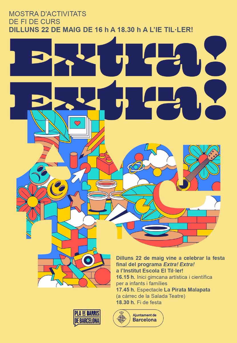 ⭐Mostra d'activitats, gimcana artística i científica per infants i famílies i espectacle "La Pirata Malata".
🗓️ Dilluns 22 de maig 16:00-18:30
📍Bon Pastor - <a href="/ieeltiler/">I E El Til·ler</a>