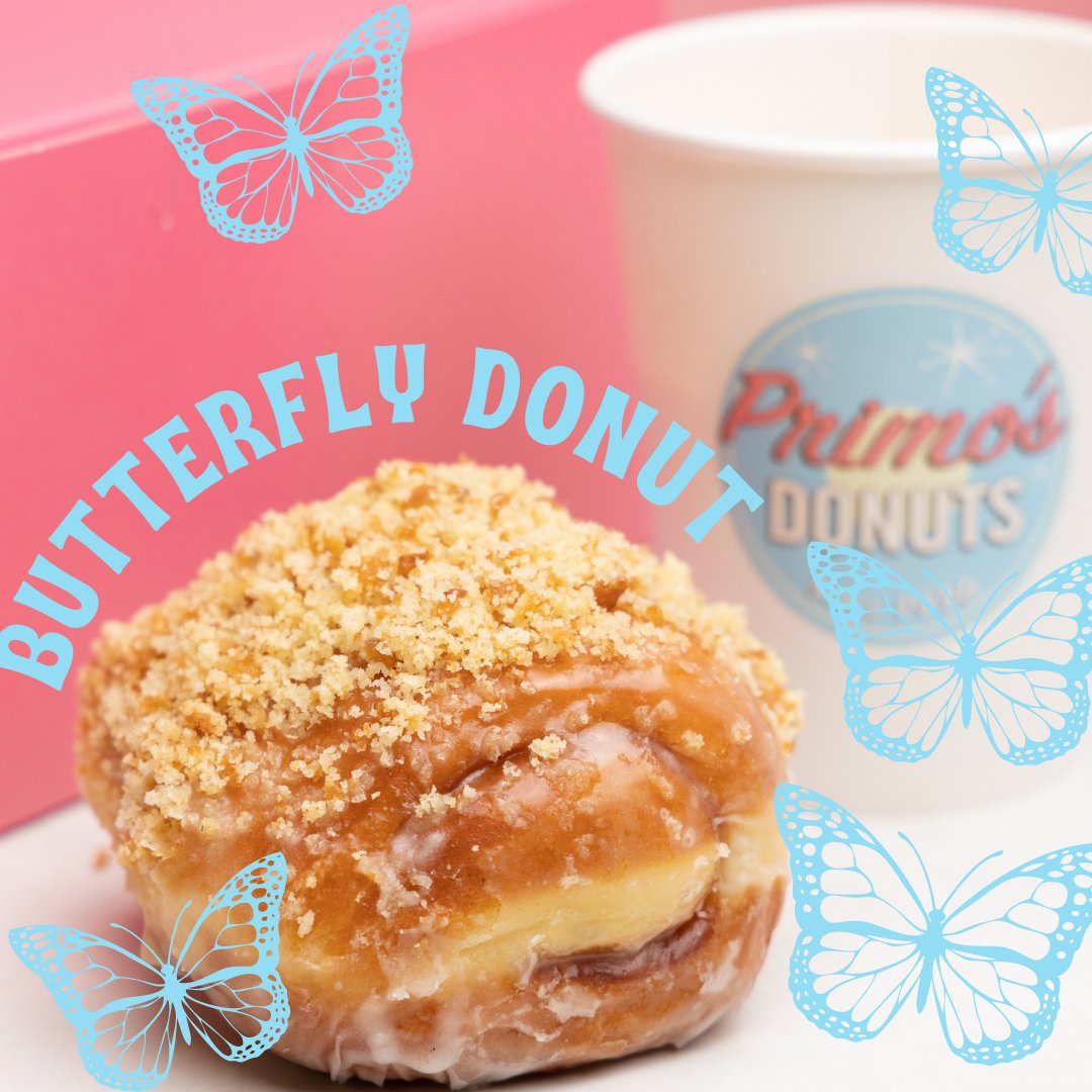 PrimosDonutsLA's tweet photo. A Primo's Classic: The Butterfly Donut π©π¦
Soft, buttery dough infused with cinnamon and topped with a heavenly glaze and donut crumble. Let your tastebuds take flight π₯
#primosdonuts https://t.co/jJ8vdImNRI