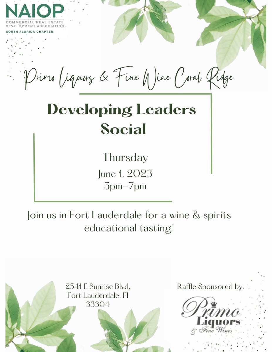 **CALLING ALL YOUNG PROFESSIONALS**

Mark June 1st off on your calendars! Join us for an evening of making connections. Taste unique spirits &amp; wines led by the educated sommeliers at Primo Liquors &amp; Fine Wine. 

#CRE #developingleaders #winetime #workhardplayhard