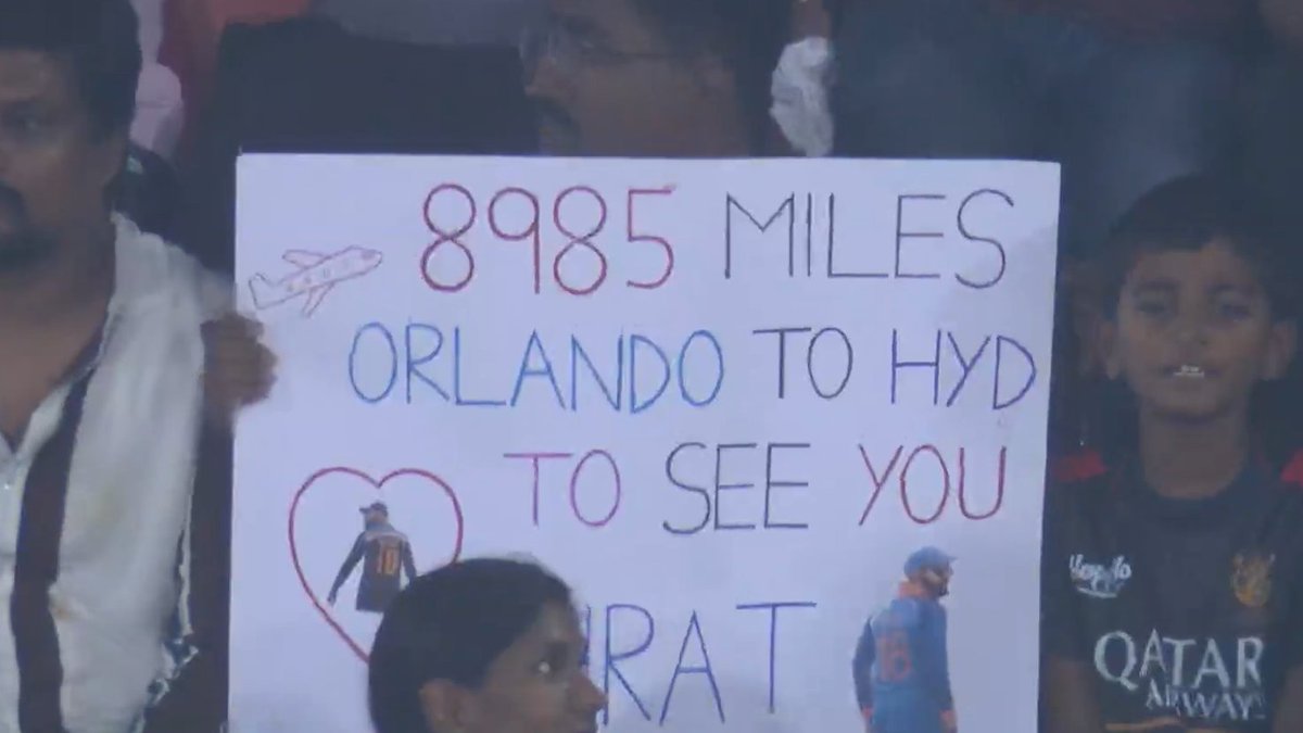 A fan travelled from Orlando to Hyderabad to watch Virat Kohli.