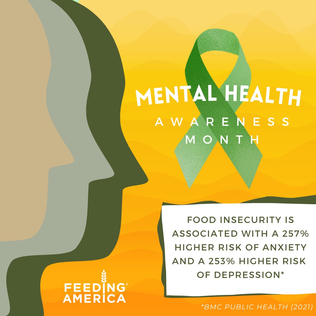 May is #MentalHealthAwarenessMonth. Hunger and health are intricately linked. People living in food insecure homes experience challenges in accessing nutritious foods. A diet without nutritious food has detrimental effects on mental health.

Learn more at: bit.ly/3Ek8DQA