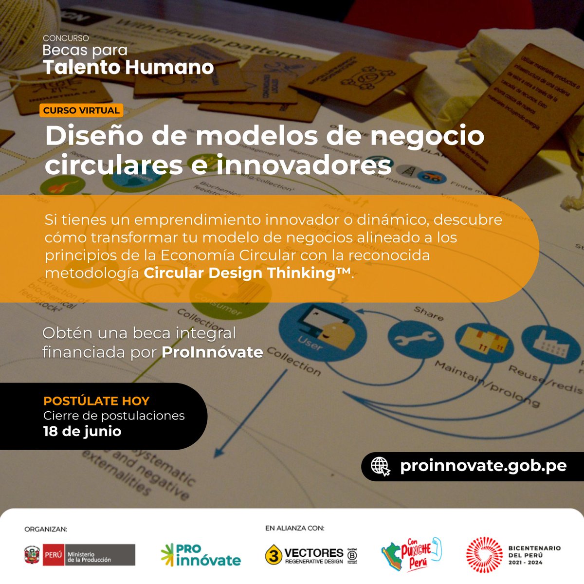 ¡LANZAMOS NUEVAS BECAS! 🎓 @ProInnovatePeru financia al 100% este curso virtual, desarrollado en alianza con <a href="/3vectores/">3vectores</a>, para emprendedores innovadores y dinámicos de todo el país.

🎯 Postula ahora en: bit.ly/ConcursoBecasP…

📧 
cursoscortos@proinneovate.gob.pe

@minproduccion