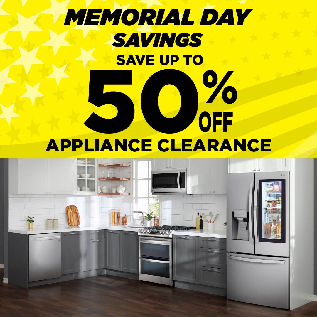 American Freight on X: 50% OFF! 50% OFF! 50% OFF! This Memorial Day, save  up to 50% OFF clearance appliances for your kitchen and laundry room at  your local American Freight! Up