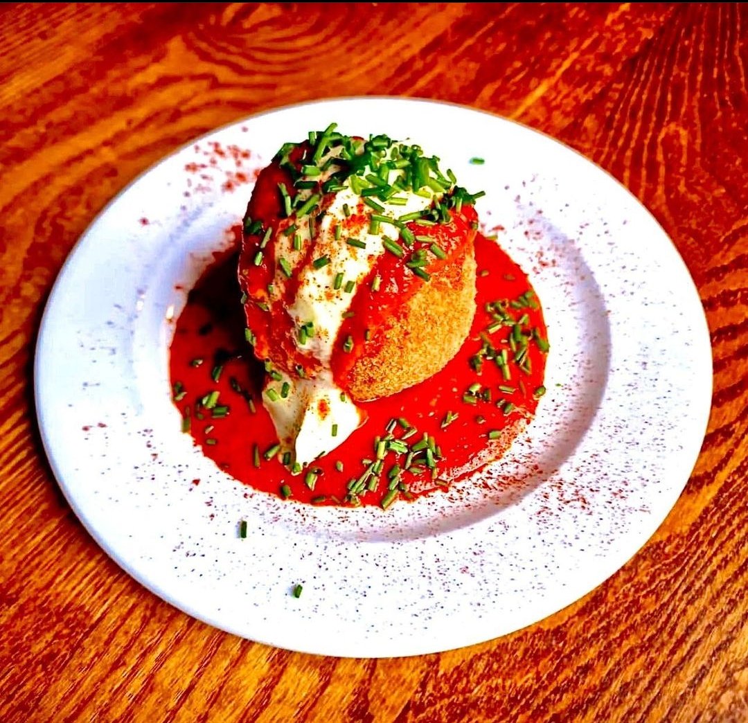 Tonight’s special is Bombas de la Barceloneta 

Pork mince wrapped in mash potato with a spicy tomato sauce 🍅and alioli