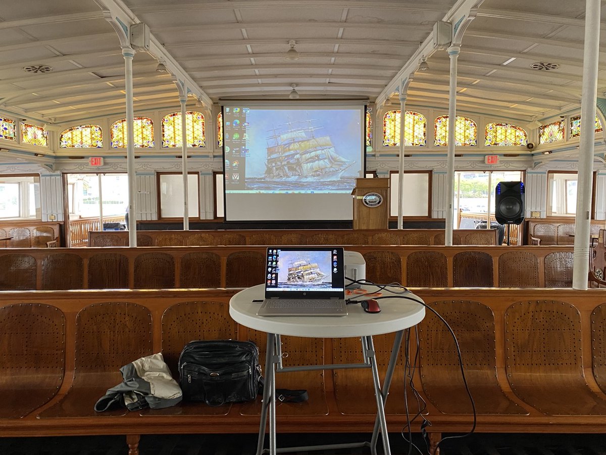 Getting ready for the first day of the <a href="/NASOH_History/">North American Society for Oceanic History (NASOH)</a> conference, meeting aboard the ferry boat Berkeley, part of the collection of <a href="/sdmaritime/">Maritime Museum of San Diego</a>. Definitely a distinctive conference venue!