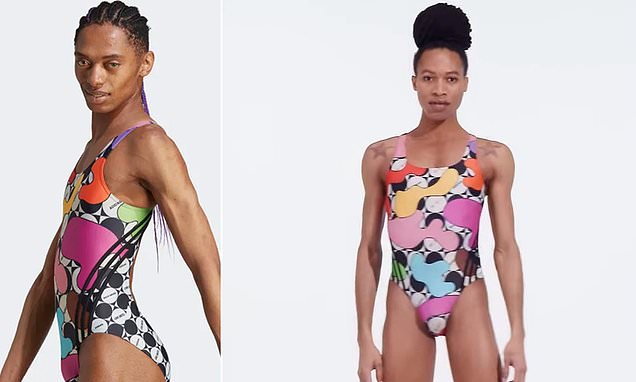 DailyMail's tweet image. Adidas using biological male to model women's swimwear is an 'assault on being female', says Sharron Davies trib.al/fasBBWB