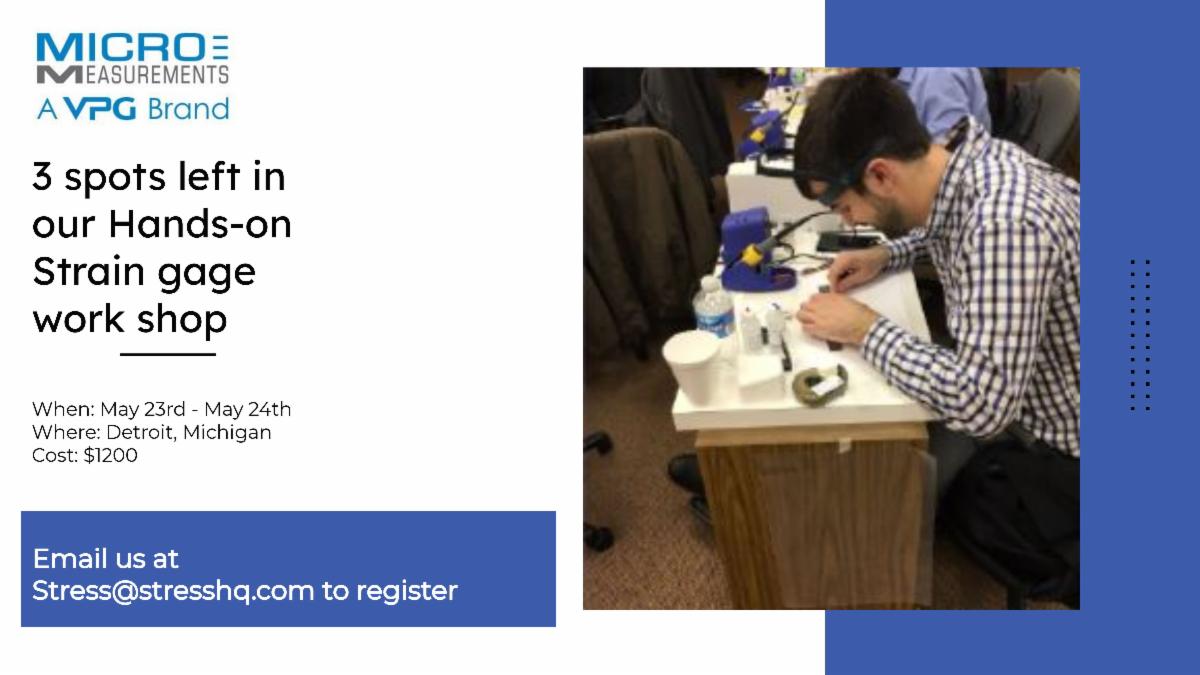 SensorSource's tweet image. We have 3 last-minute spots open in our strain gage work shop next week. Register now to snag your seat micro-measurements.com/taxonomy/term/…