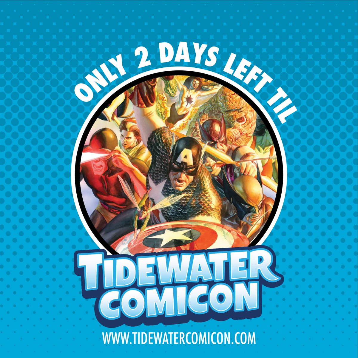 Super Heroes, we are 2 days away from Tidewater Comicon! 🥳
￼
There is still time to get your passes before the prices increase Friday at 11:59PM.
tidewatercomicon.com/tickets/

We hope to see you soon! 💕🦈