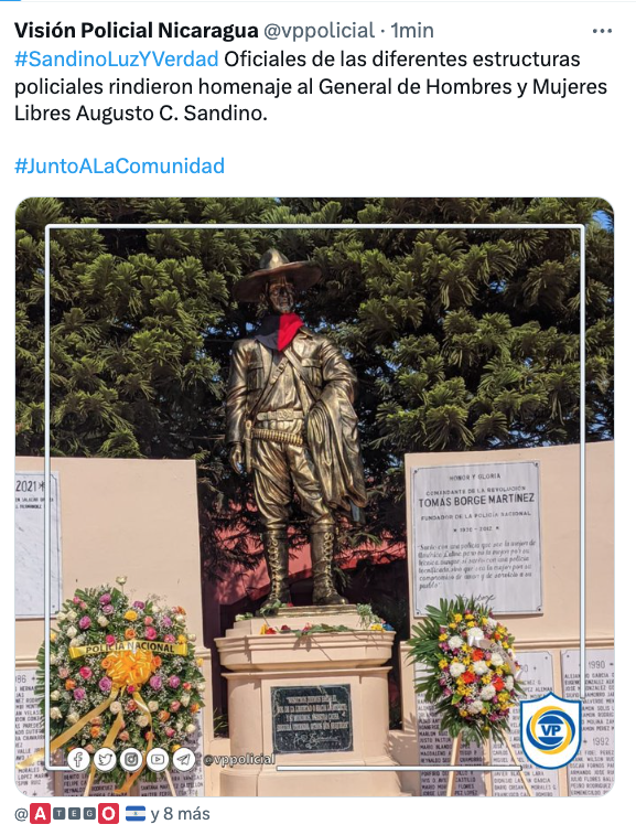 📍#Managua
Mausoleo, Complejo Policial Faustino Ruiz

"El hombre que de su patria no exige un palmo de tierra para su sepultura, merece ser oído, y no sólo ser oído sino también creído"

#SandinoLuzYVerdad
#UnidosEnVictorias