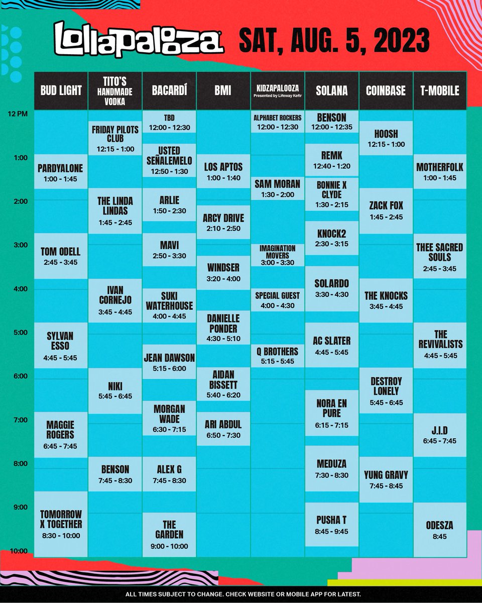 Lollapalooza schedule