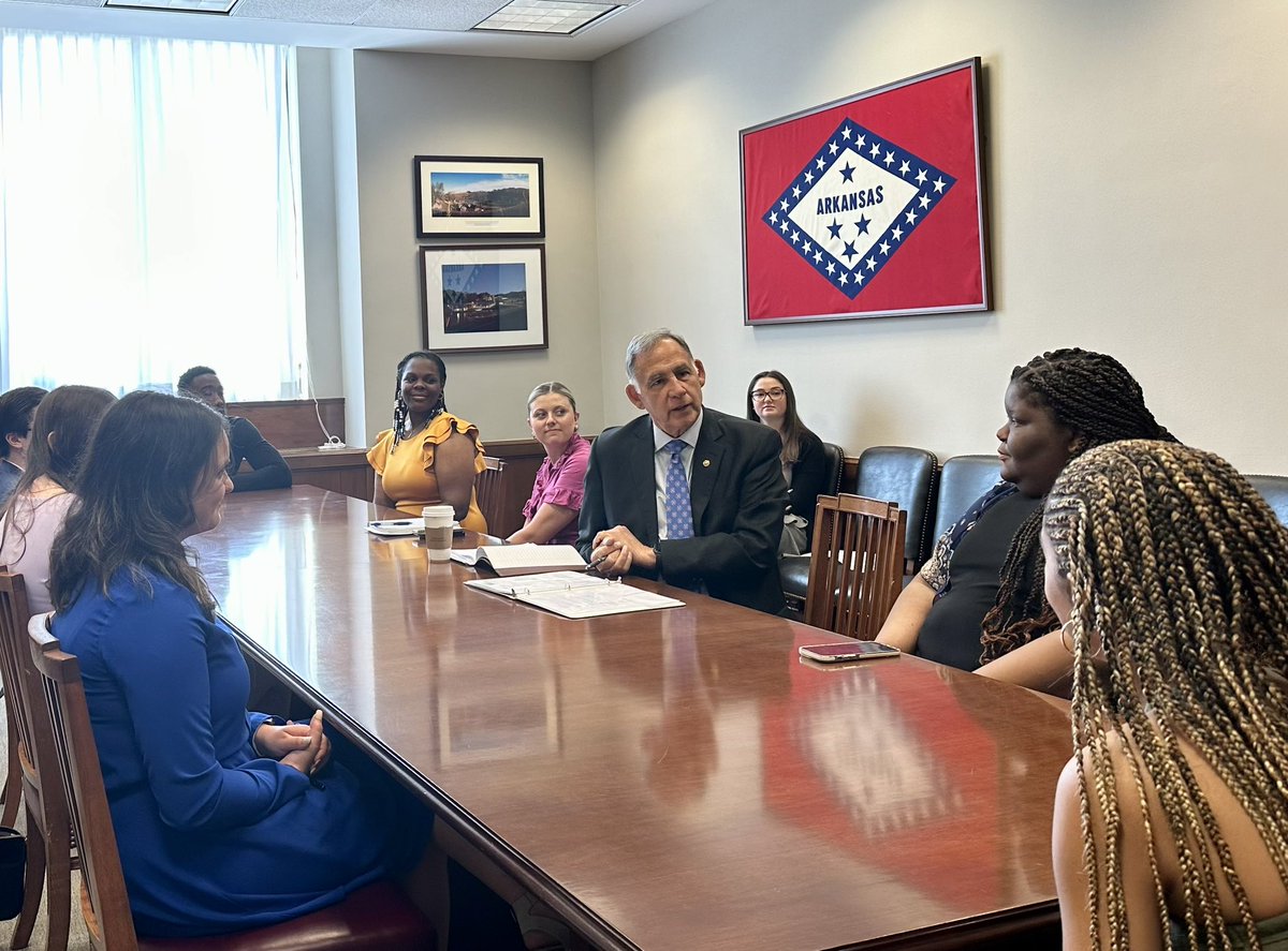 JohnBoozman's tweet image. I was pleased to meet with several @ASUBeebe students today and spend some time learning about them as well as share insights about my work as one of their senators and encourage them to keep working to make a positive impact in their community. #ARinDC