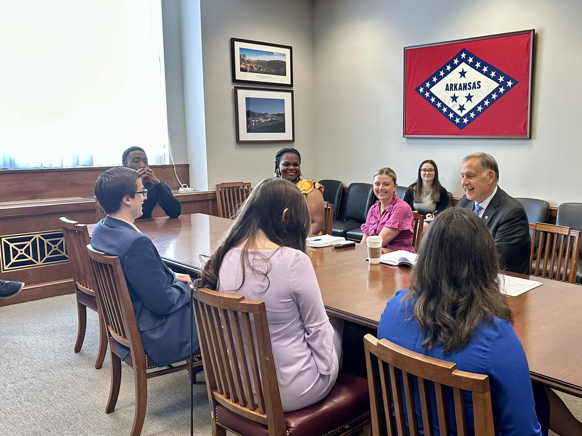 JohnBoozman's tweet image. I was pleased to meet with several @ASUBeebe students today and spend some time learning about them as well as share insights about my work as one of their senators and encourage them to keep working to make a positive impact in their community. #ARinDC
