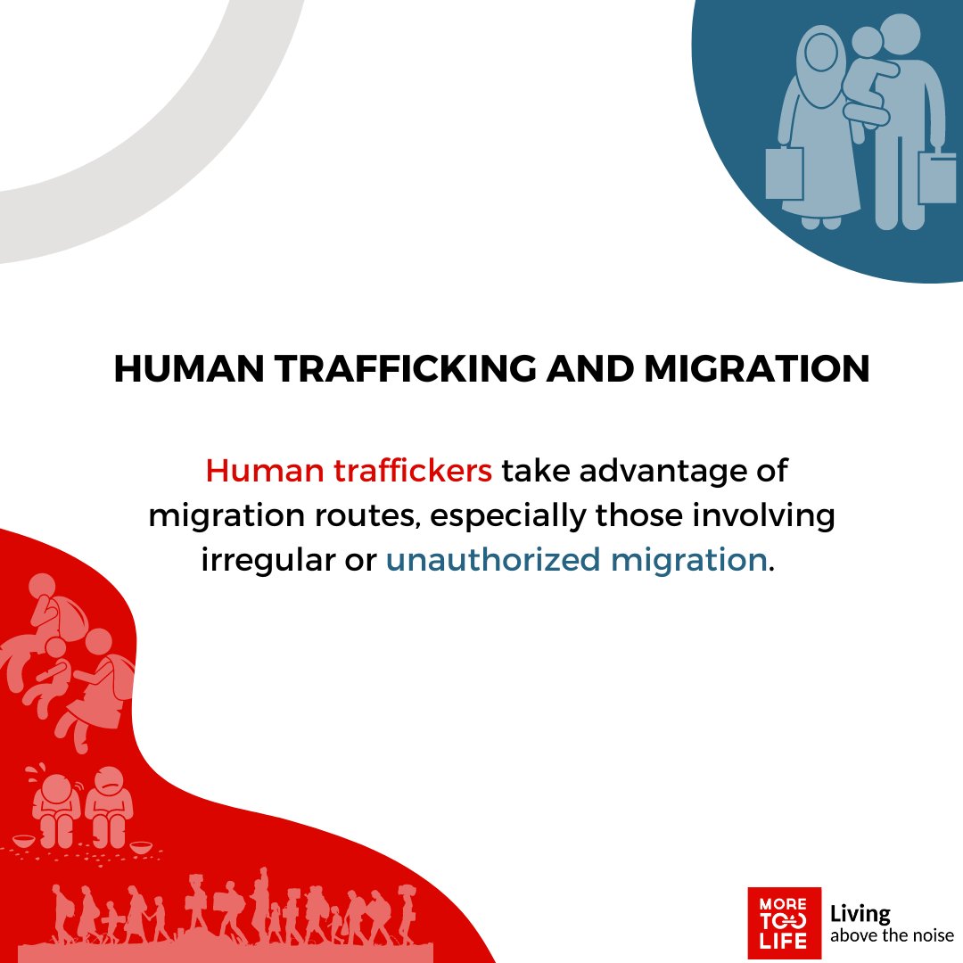 Human traffickers exploit migration routes, luring migrants with false promises and subjecting them to exploitation, including forced labor, sexual exploitation, and organ trafficking. Raise awareness to prevent more people from becoming victims.

#MoreTooLife