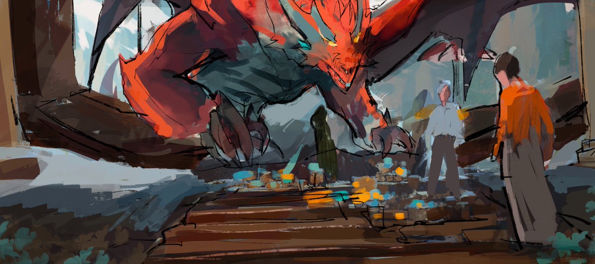ValTower_Game's tweet photo. Sketches Sneak Peek: Encounter with a giant dragon.

#valtower #gameart #zkSyncEra #GameFi https://t.co/Q06PNU4DpR