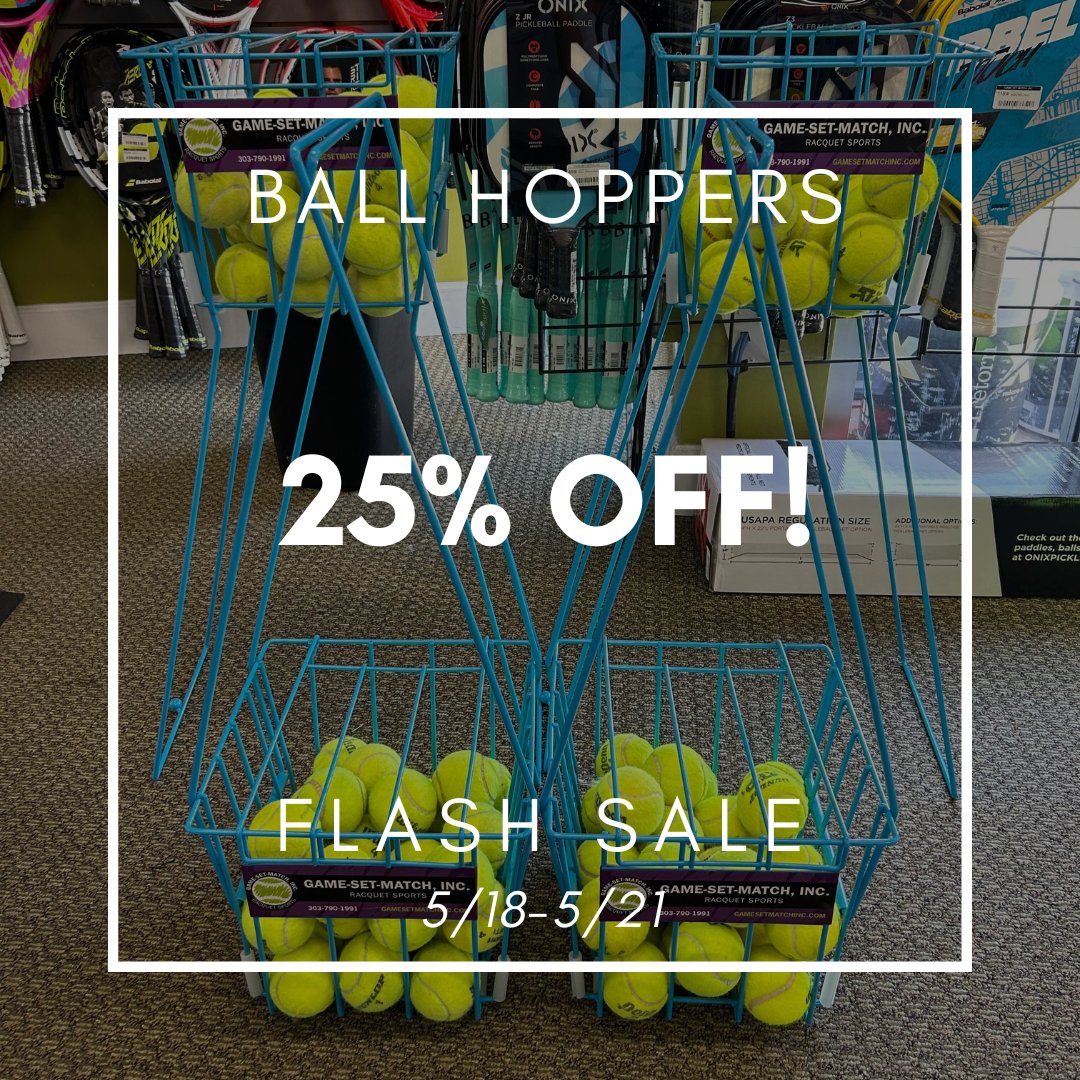 Flash Sale Alert: Select #tennis ball hoppers are on sale now! The last thing you'll have to "pick up" is a Gamma Risette 50 for just $29 (reg. $39) or a Wilson Teaching Cart for $119 (reg. $159).

gamesetmatchinc.com/specials