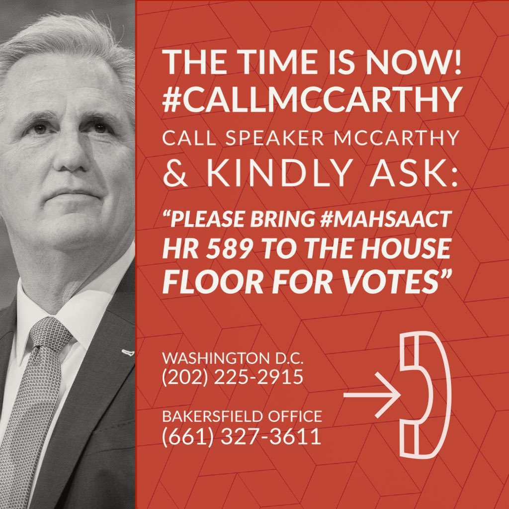 goliizz's tweet photo. @SpeakerMcCarthy Speaker McCarthy @SpeakerMcCarthy 

Please bring the bill H.R 589 into the house floor for votes.
#MAHSAAct
#CallMcCarthy https://t.co/dCuX7XpTYE