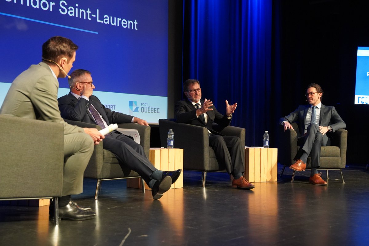 FCCQ's tweet photo. Ce matin à #Québec, nous avons eu une fructueuse discussion sur notre corridor #maritime et les enjeux majeurs de cette industrie avec les dirigeants des grands #ports du St-Laurent : Martin Imbleau @PortMTL, Mario Girard @PortQuebec et Gaétan Boivin @Port3Rivieres 🚢 https://t.co/1Tw30zaQdh