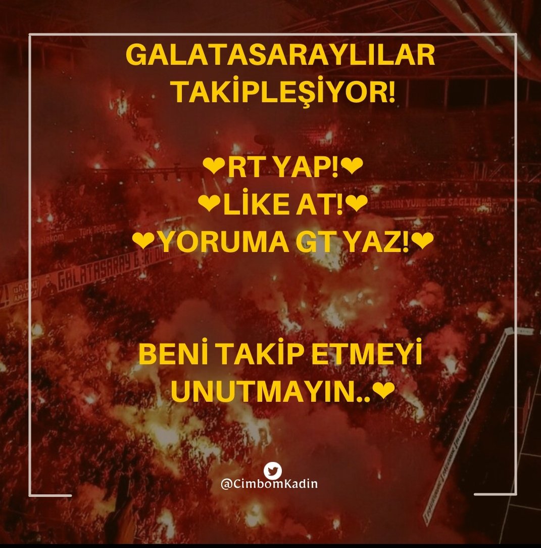 Uzun Zaman Sonra TAKİPLEŞME POSTU💛❤

GALATASARAYLILAR TAKİPLEŞİYOR KÜÇÜK HESAP KALMIYOR⭐⭐⭐⭐

RT YAP - GT YAZ - BEĞEN 💋

HEP BİRLİKTE BÜYÜYELİM🥳😘

💋BENİ TAKİP EDEN HERKESE GT VARDIR🦁

#GalatasaraySK #galatasaraylılartakiplesiyor #takiplesiyoruz