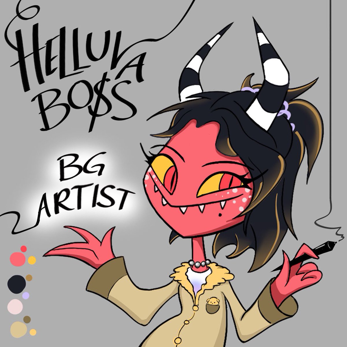 jane_projects's tweet photo. 💣 BiG UPDaTE! 💣 I am very hyped to announce that I will be a Background Artist on Helluva Boss! I am so grateful and ecstatic for this new adventure—I made an impsona to celebrate. Looking forward to creating nightmarish worlds with the wonderfully talented bg team from hell!! https://t.co/xFH7a9aC66