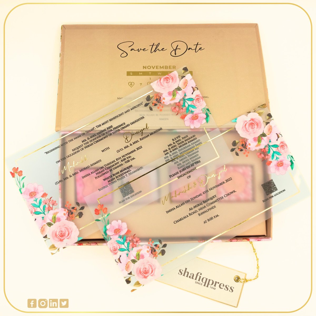 ShafiqPress's tweet image. Elevate your special day with our stunning event packaging! Personalized, handcrafted, and unforgettable. #EventPackaging #Engagement #Wedding #MemoriesToLastALifetime #Elegant #Trendy