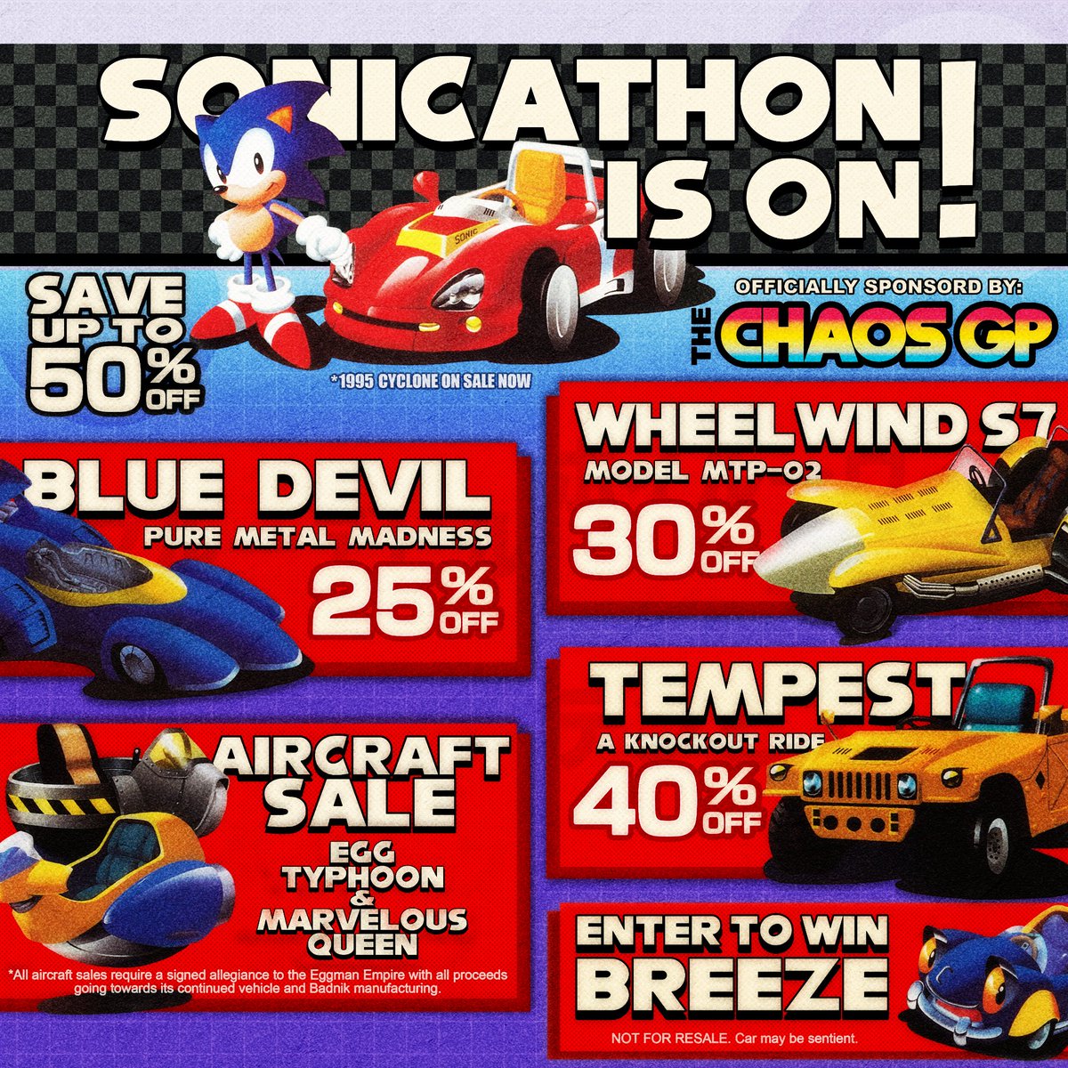 sonic_hedgehog's tweet photo. Sonicathon is on and you get one vehicle to race against Sonic with! Which do you choose? https://t.co/hy4rma07H4