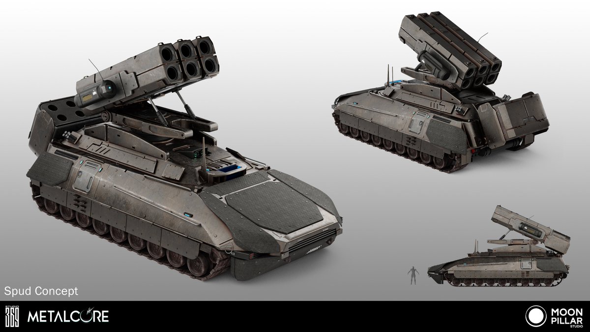 The Spud, an armored fighting vehicle designed for <a href="/playmetalcore/">METALCORE | Let's #PlayMetalCore!</a> by our Concept Artist Creditian Istani <a href="/mobiusu14/">Mobius @COMIFURO XX N-14A</a> 

Art Direction - Ricky Ho <a href="/RickyHoConcepts/">Ricky Ho</a> 

#conceptart #vehicledesign #scifiart #futuristic #hardsurface #FPS #FPSGames