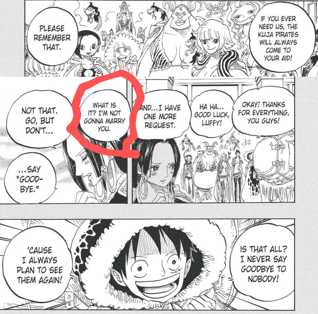 Lariat1508's tweet photo. @JamesYo88 @ivaxnami @Yasuke_ash 1) Oda isn't Toriyama.
2) Orihime was the Heroine of Bleach
3) Oda knows how to write love without stupid cliches.
4)Gloriosa had that Sickness and didn't die.
5)you are so use to mediocre romance that you want OP to take the same route. Oda is not mediocre. https://t.co/oiGQC4a9Gm