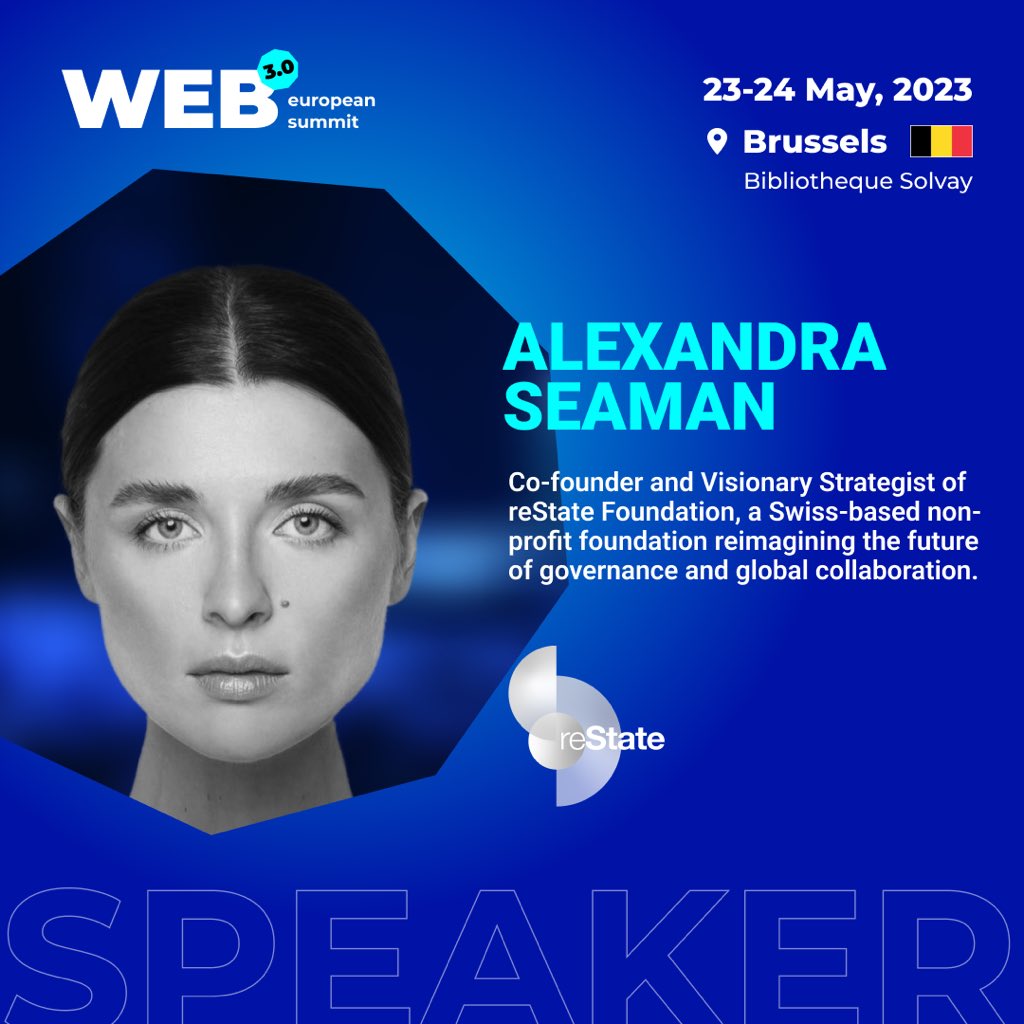 Alexandra Seaman <a href="/sasha_seaman/">Alexandra Ruth Seaman</a>, Co-founder and Visionary Strategist of reState Foundation <a href="/wearerestate/">reState</a>, joins the #Web3eurosummit as a speaker. 

Please apply to join the #web3 Summit here: web3eurosummit.eu

#EW3S