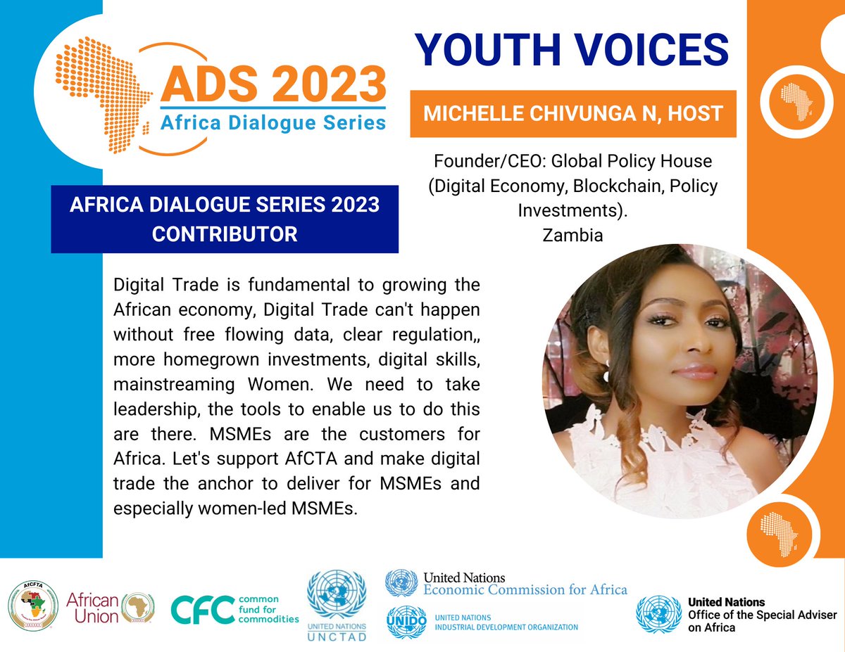 Digital Trade is critical to growing the African economy. The tools to enable us exist. Let’s support  #AfCFTA to make #DigitalTrade the anchor to deliver, especially for women-led MSMEs. 
Thanks, <a href="/michellechivung/">Michelle Chivunga N</a> for leading the conversation at #ADS2023
x.com/i/spaces/1yoKM…