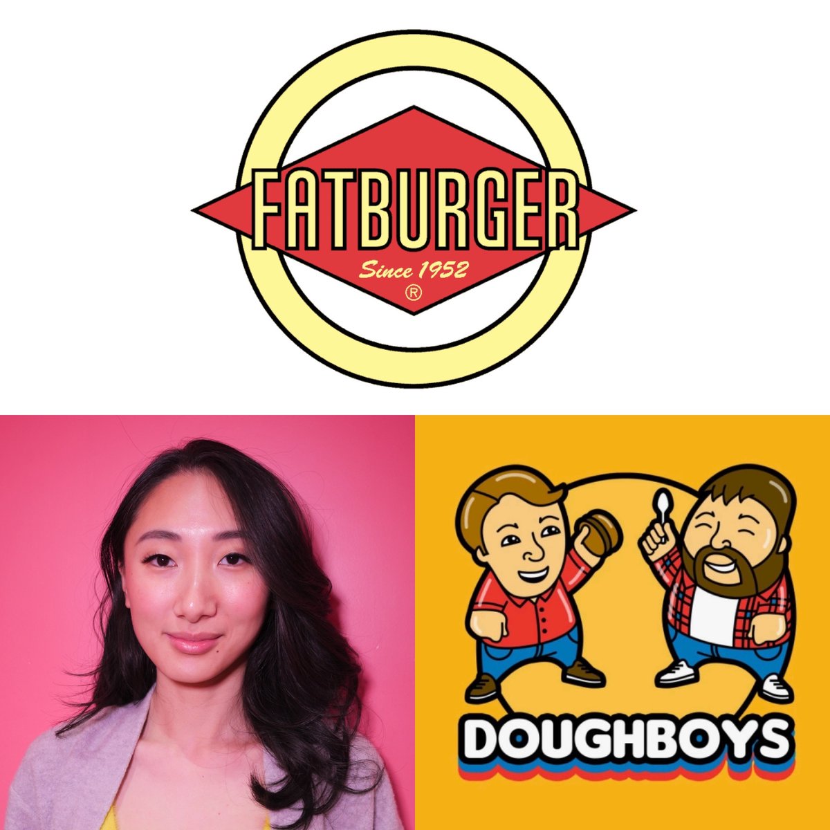New Doughboys Thursday! Andrea Jin (Digman!, The Late Late Show, Grandma's Girl) joins the 'boys to discuss buffets, A&amp;W Canada, and Vancouver Chinese food before a review of Fatburger. Plus, another edition of Slop Quiz.

headgum.com/doughboys/fatb…