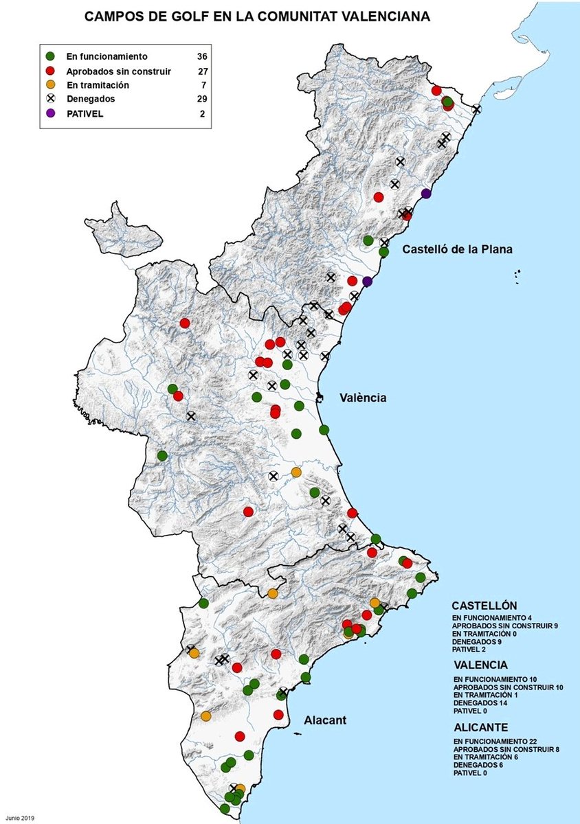 RosaPardoiMarin's tweet photo. Glup! No se m'acudeix res comparable.
Bo, potser sí. A més dels 36 camps de golf en funcionament (uns 12.000 habitatges associats), hi ha altres tants (+de 43 milions de m² i de 60.000 habitatges) aprovats o en tramitació no construits.
Alguns en sòls transitoris #PATIVEL https://t.co/t9SEyIB1Ss