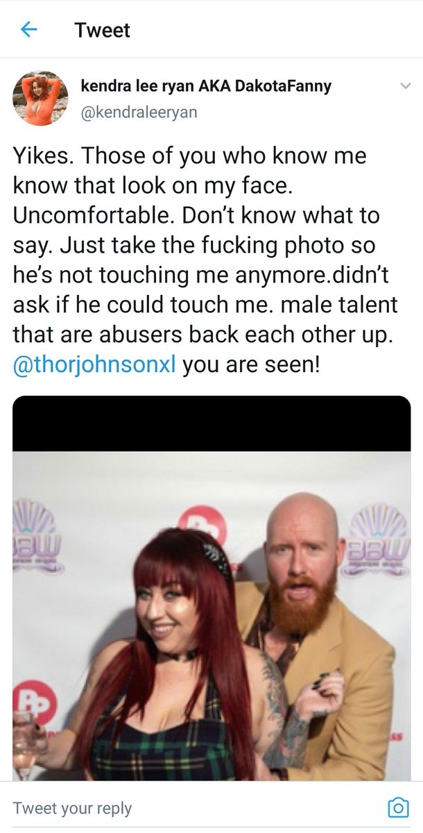 Thorjohnsonxl's tweet photo. @Hon3yxmilk Kendra harrased me, I had to pay a lawyer to make her stop! 
She accused me two years later of inappropriately touching her in photos after I stood up for a creator she was making up crazy allegations on. 
Luckily I keep screenshots.
She posted our photo on her IG that night!!! https://t.co/VCUPegfi4r