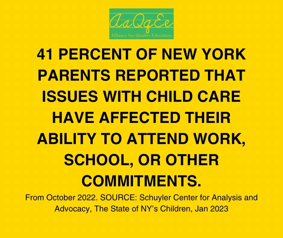 Child care is a NECESSITY: without it, parents cannot work.

#NYSUniversalChildCare

<a href="/MomsRising/">MomsRising</a>