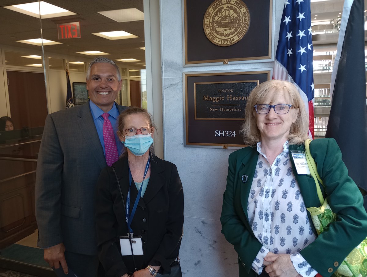 (L-R) Dartmouth Cancer Center's Frank Panzarella, Judy Csatari and Judy Rees at @SenatorHassan's office on Hill Day in support of federal funding for cancer research. #FundNIH #FundNCI #AACRontheHill #AACIontheHill @DartmouthHealth