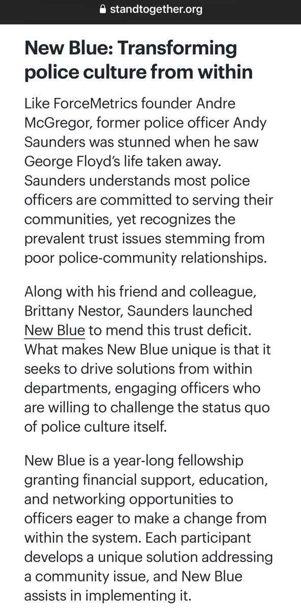RebelliaRose's tweet photo. “Many police officers share Americans’ outrage with the failures of a criminal justice system that prescribes the use of force and punishment as the default solution to seemingly every societal ill.” #ThankYou @StandTogether #ForceMetrics #NewBlue #MovementForeward #IGNITE https://t.co/7bbO0twutT