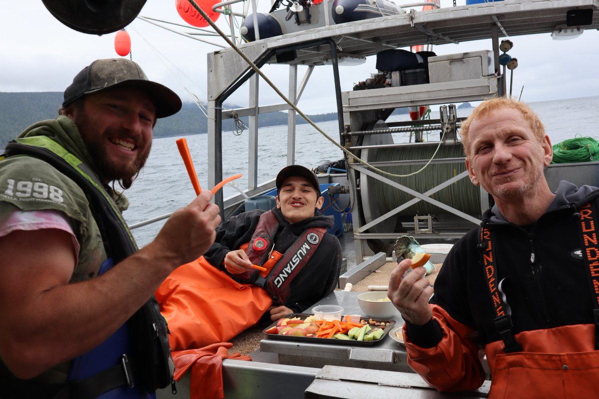 Wonder what #WildPacificHalibut fishermen eat while out fishing? The crew of the Ocean Quest are lucky to have <a href="/weserikson/">wes erikson</a> onboard. He is also a trained chef! Typical meals includes fruit, veggie &amp; nut platters, loaded halibut burgers, halibut ceviche &amp; pizza at off-load! #BuyBC