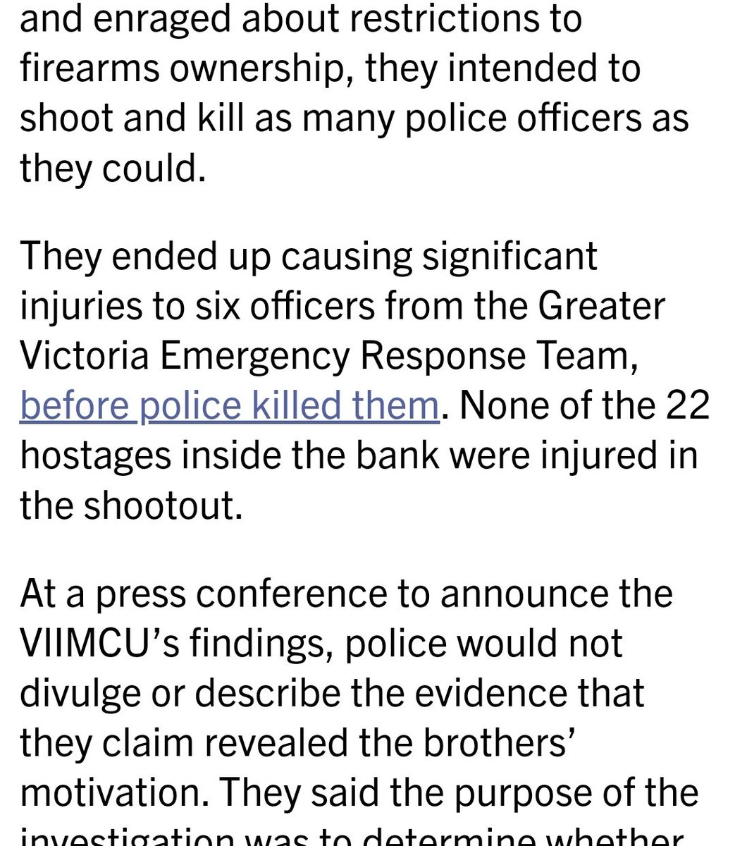photowarrior's tweet photo. @CapitalDailyVic Every single investigation revealed no evidence of the brothers firing their guns, not once. 🤔
ONLY bullet discussed was a police ricochet that hit a cop. 🤔 #PoliceLie
All those bank cameras ...yet NO evidence to support their deadly tale; or mass #FriendlyFire incident? 🤔 https://t.co/oYQOqSo7Va
