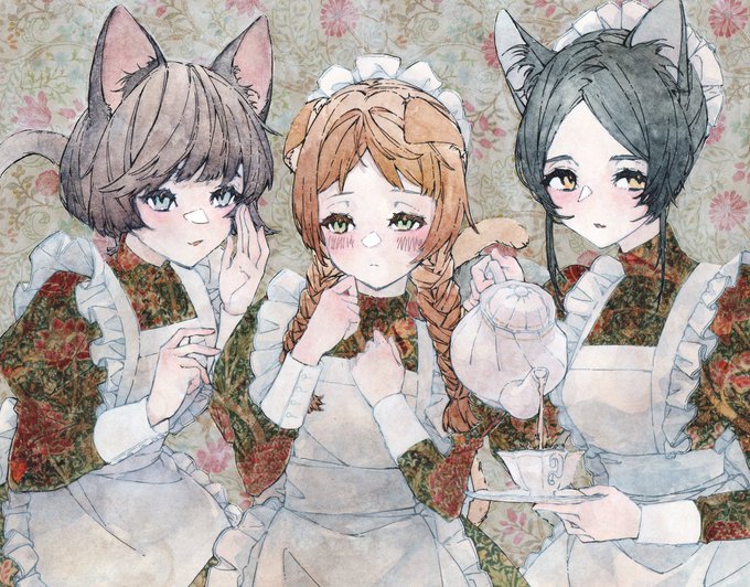 「maid apron teapot」 illustration images(Latest)｜4pages