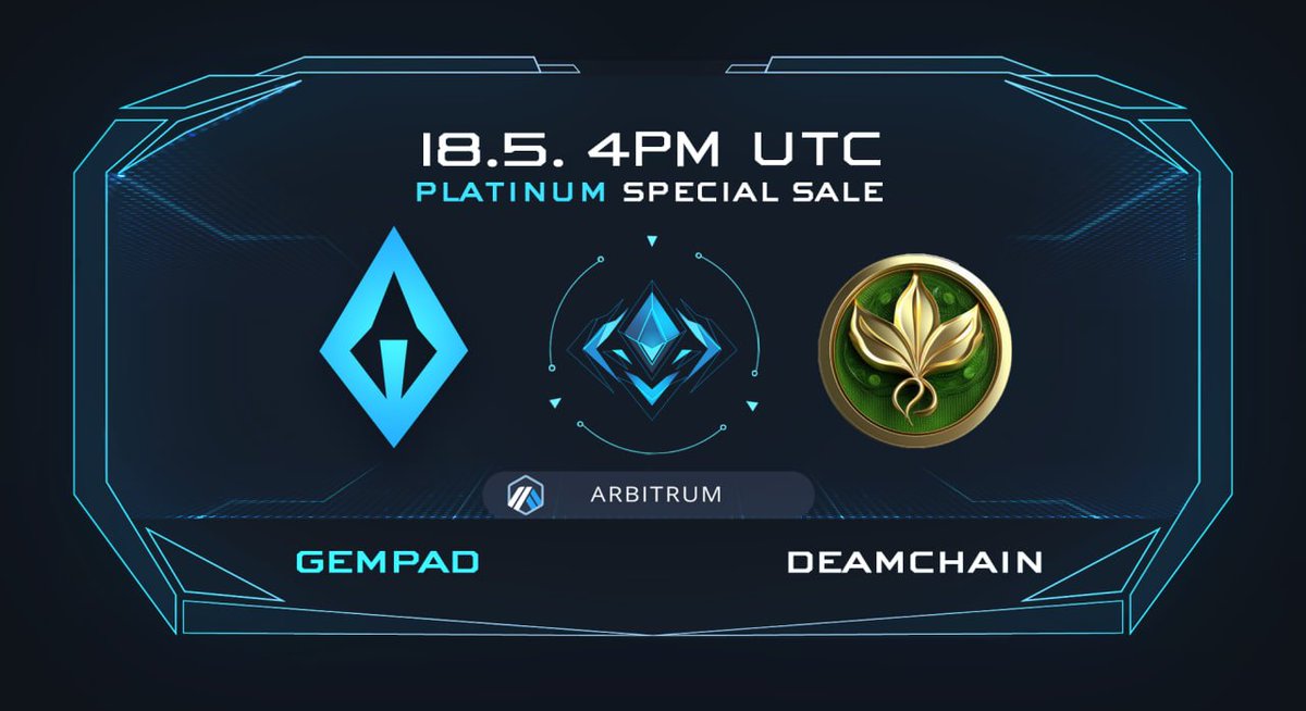 gempad_app's tweet photo. 💎DEAMCHAIN SPECIAL SALE ANNOUNCEMENT 💎

🔵  PLATINUM TIER  🔵

We're proud to announce the special sale for @deamchain.
The special sale is already live! 🆘

✅ Special sale link: https://t.co/pRwDg4wCbJ

#Arbitrum #Arbi #Launchpad #DeFi #ETH https://t.co/VBQO61VSsu