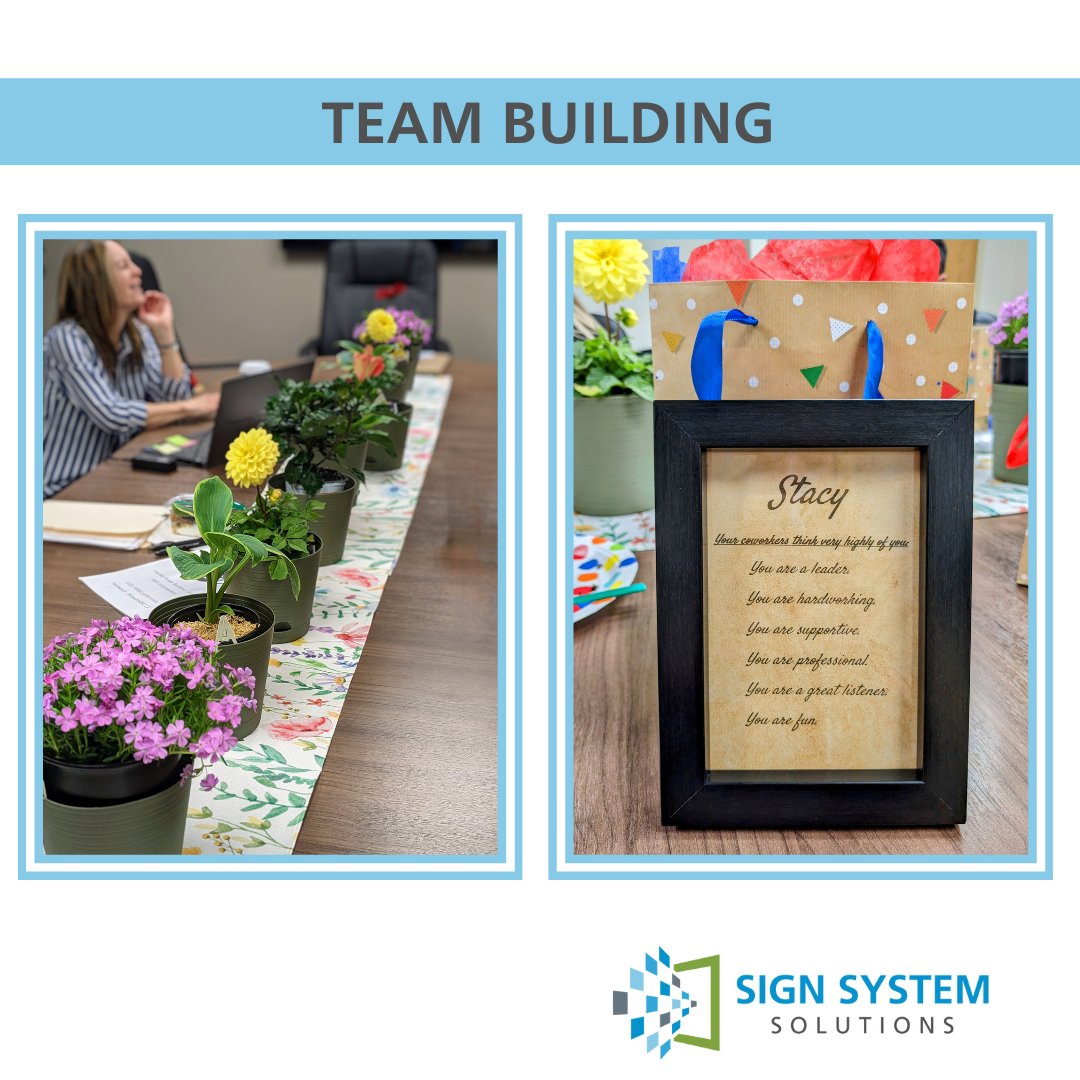 SignSystem1's tweet image. Just as important as building signs, is building our team, this month&apos;s meeting theme was &quot;Spring Fling&quot;. We connected on process improvement, and workload. Our team continues to together with amazing results. 

#teambuilding #signsystems #wayfinding #goteam