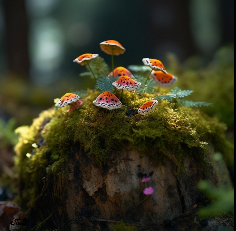 Sunlit Symphony: Tricolor Blooms Amid Woodland Wonders.
#aiArt