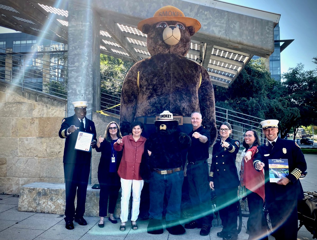 ALTERforATX's tweet photo. We had a special guest at the Council meeting today! #SmokeyBear, @AustinFireDept &amp; @WildfireDiv joined me for a proclamation in honor of #WildfireAwarenessMonth. Everyone has a part to play in keeping our community safe. Learn how your family can prepare: https://t.co/BrcwYudkRM https://t.co/hyANOD8xC6