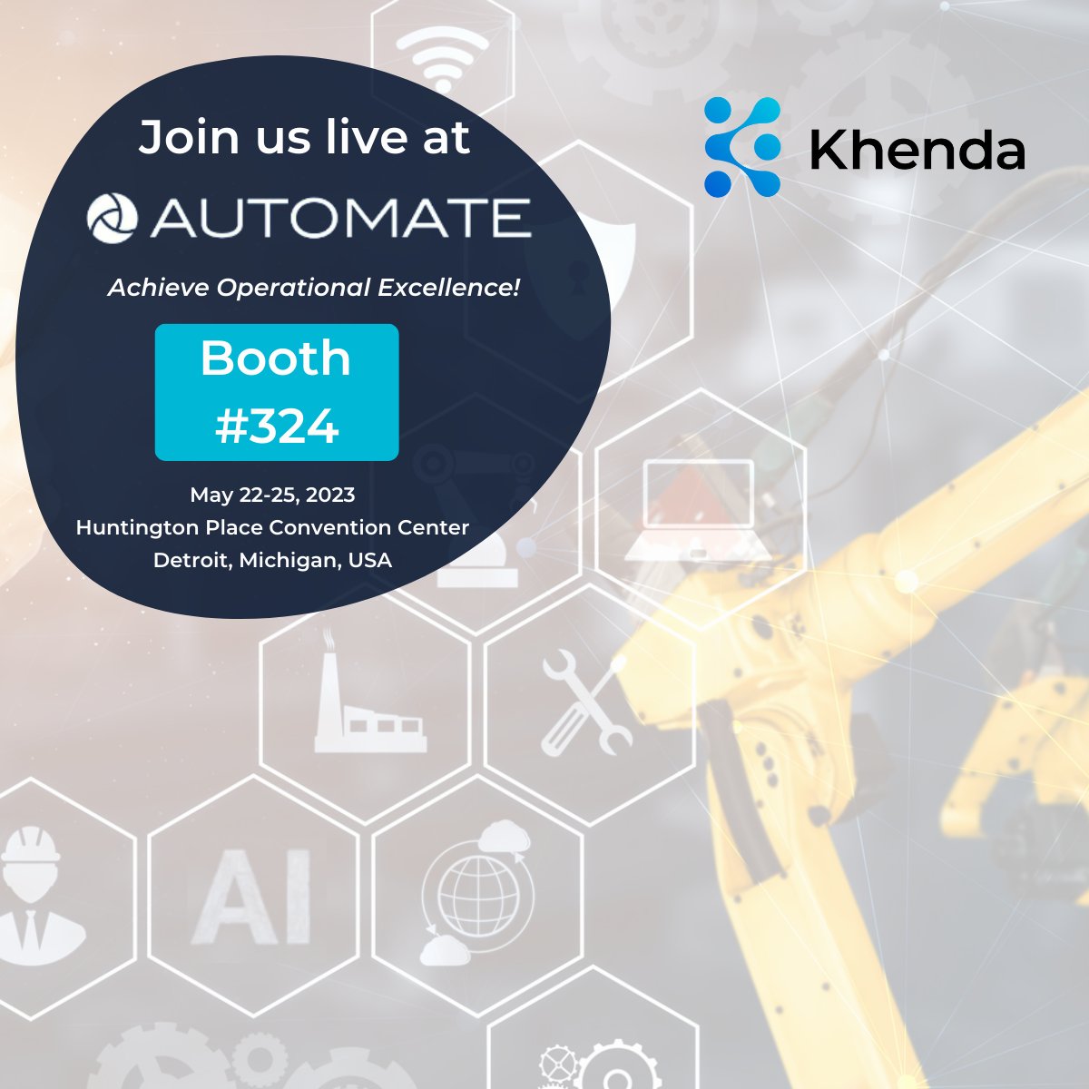 Khenda (@khendatech) on Twitter photo The countdown is on! Khenda takes the stage at <a href="/AutomateShow/">Automate Show</a> in Detroit. Witness AI-powered solutions at booth #324. Don't miss our captivating presentation at the Phoenix Contact Startup Challenge on May 23! Join us at Automate for the future of AI-powered solutions. The countdown is on! Khenda takes the stage at <a href="/AutomateShow/">Automate Show</a> in Detroit. Witness AI-powered solutions at booth #324. Don't miss our captivating presentation at the Phoenix Contact Startup Challenge on May 23! Join us at Automate for the future of AI-powered solutions.