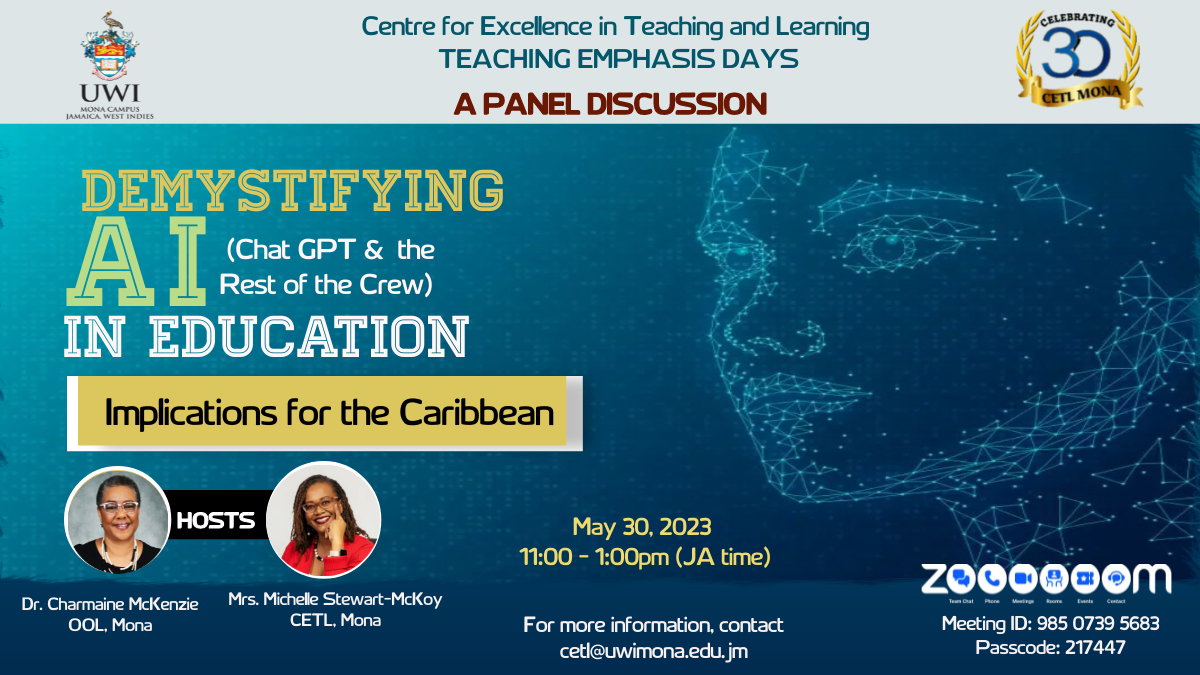 MichelleMcKoy's tweet photo. AI (ChatGPT in particular) has been disrupting education. How do facilitators proceed with teaching and learning practices and assessment strategies? What are the implications for ethical behaviour? co-creation? Join us! #ai #chatgpt #ainteaching #aiinassessment https://t.co/DByEsqwyLj