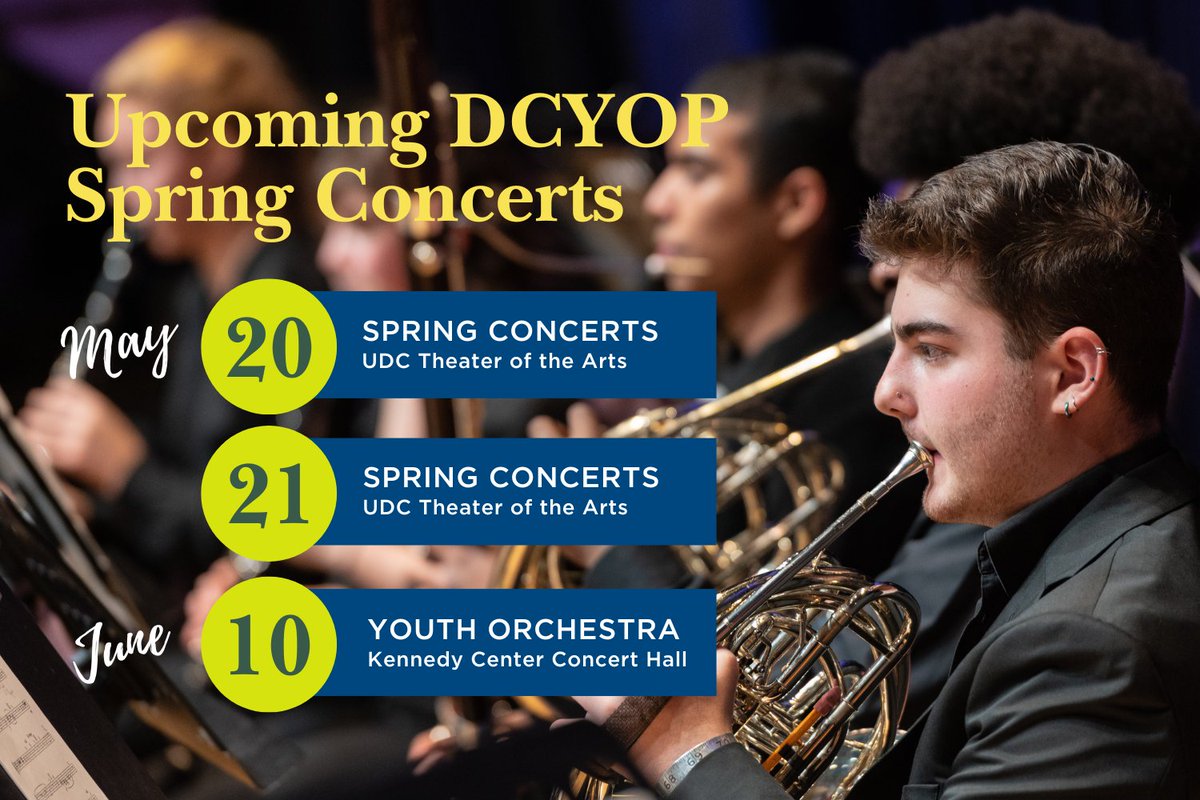 Catch performances by all ten DCYOP ensembles plus our amazing beginner students this weekend at UDC! All concerts are free and open to the public. Complete  details here: bit.ly/3OlUK9G